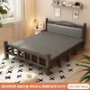 Cama plegable cama individual adulto simple 1.2 metros hogar cama pequeña 1.5 metros doble cama engrosada dormitorio tablero duro cama de arte en hierro