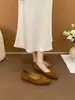 Temperamento de Nicho Francés de Alta Gama Zapatos de Salón para Mujer Zapatos Marrones Cuña Zapatos de Abuela para Ir al Trabajo Wanwan Primavera/Otoño 2025