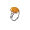 Anillo de Plata de Ley S925 Yilu con Ámbar Patrón de Hierba Tang Envejecido Vintage Estilo Chino Nuevo Simple Elegante Anillo Cuadrado de Plata