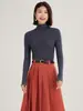 Suéter de Cuello Alto Base para Mujer 2025 Nuevo Otoño e Invierno Manga Larga Ajustado Top de Punto de Cachemir