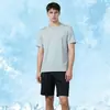 Ropa de Fitness para Hombre Traje de Correr Maratón Nuevo Seda de Hielo Verano Manga Corta Shorts Secado Rápido Traje Deportivo Profesional