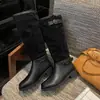 Botas Largas Retro Marrones de Retazos para Mujer 2026 Nuevas Botas Altas de Otoño con Tacones Gruesos Botas de Montar Versátiles de Tubo Alto