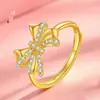 Loja de Ouro Mesmo Estilo Anel de Ouro Areia Fa Antigo Novo Anel Laço Diamante Princesa Escape Feminino para Namorada