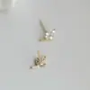 Brincos Simétricos de Folha com Diamante, Brincos de Folha Frescos, Doces e Fofos, Brincos Pequenos e Luxuosos Que Não Precisam Ser Retirados ao Dormir