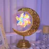 Lámpara de Luna y Estrella de Arte de Hierro Modelo Nuevo Transfronteriza, Lámpara Decorativa de Ambiente Giratoria, Lámpara de Mesa, Adorno y Luz Decorativa