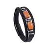 Popular Pulsera de Cuero Multicapa Retro para Hombre con Piedra Ojo de Tigre de Amazon Pulsera de Acero Inoxidable con Hebilla Magnética de Venta Caliente Europea y Americana