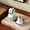 Porta Palillos de Cerámica con Forma de Calabaza al por Mayor, Alto Valor Estético, Caja de Palillos Creativa Personalizada para el Hogar, Caja de Almacenamiento para Bastoncillos de Algodón, Frasco para Palillos