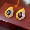 Pendientes Vintage de Segunda Mano Aguja de Plata Plisado Corazón Rojo Pendientes de Metal Pendientes Personalizados Retro Fabricante Venta al por Mayor