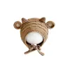 Bonito y Adorable Sombrero de Lana de Cordero para Bebé, Engrosado y Cálido para Otoño e Invierno, Sombrero para Niña Bebé con Protección para los Oídos y Lazo