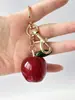 Manzana de Resina con Purpurina Colgante para Bolso de Aleación Fruta de Cereza Simulada Llavero para Coche Accesorio Regalo de Navidad