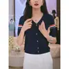 Elegante Top de Punto con Cuello en V y Manga Corta para Mujer, Nuevo Modelo Verano 2026, Top Juvenil y Versátil de Seda de Hielo