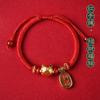 Pulseira Corda Vermelha da Sorte Criativa da Fonte Viva Estilo Country para Mulheres Aniversário Ano Auspicioso Joia Artesanal Ajustável