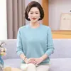Blusas Modernas de Novo Estilo para Mães, Roupas de Primavera de Manga Longa para Meia-Idade e Idosos, Modelagem Solta, Tricô Elegante, Suéteres Versáteis que Rejuvenescem