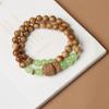 Pulsera de Doble Círculo de Moda con Seleccionadas Cuentas de Oración Bodhi de Cook Combinadas con Ágata y un Mantra Ajustado que Atraviesa la Pulsera