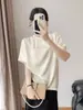 Nuevos Tops Estilo Chino para Mujer 2025 Nuevos Tops Jacquard Oscuro Patrón Satén Manga Corta para Mujer Verano Albaricoque Camiseta Cuello Redondo
