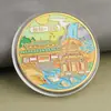 Monedas conmemorativas de ciudades, recuerdos turísticos, monedas coloridas en relieve con paisajes arquitectónicos de Beijing, Shanghái y Nanjing, monedas conmemorativas coleccionables