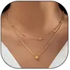 Colar em Camadas com Pingente de Gota d'Água Brilhante Criativo Europeu e Americano, Contas, Cobre, Personalizado, Punk, Empilhável