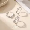 Anillo Abierto Ajustable con Diamantes de Circonia Color Plata 925 Chapado en Cobre, Lujo Ligero, Sensación de Alta Gama, Diseño de Nicho Anillo de Mariposa