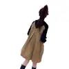 Vestido con capucha de explosiones de internet 2023 otoño nuevo vientre delgado algodón empalmado negro falda larga A