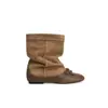Botas da Moda com Laço para Mulheres 2026 Outono Novas Botas Curtas Franzidas Vintage Emagrecimento Altura Aumentando Botas da Moda
