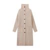 Venta al por mayor transfronteriza europea y americana Otoño 2024 Nuevo Jersey de punto a rayas verticales con cuello alto largo de moda urbana para mujer