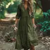 2025 Shein Transfronteiriço Amazon Site Independente Europeu e Americano Vestido Boêmio de Férias Algodão-Linho Novo Estilo Quente