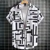 Camisa de Manga Corta para Hombre Estación Independiente Transfronteriza Elástica en Cuatro Direcciones Camisa Estampada en 3D Fábrica de Origen 2024