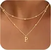 Collar con Colgante de Inicial de 26 Letras Transfronterizo Europeo y Americano de Amazon Exquisito Chapado en Cobre Oro de 14K Personalizado Simple Moda Joyería