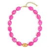 Collar de cuentas planas de resina color caramelo vintage de Amazon, Cadena atmosférica corta ajustable estilo Maillard Otoño/Invierno para la clavícula
