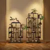 Novo Rack de Flores Rack de Armazenamento Multicamadas Estilo Chinês Suporte Interno de Chão Rack de Exibição para Sala de Estar Rack de Flores Suspenso para Orquídeas
