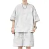 Traje Deportivo Tie-Dye de Peso Pesado al por Mayor en Stock para Hombre, Conjunto de Shorts de Manga Corta Estilo Americano de Verano, Traje Deportivo Estilo Hong Kong para Hombre