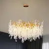Lustre de cristal de luxo leve estilo francês para sala de estar, sala de jantar, quarto, design em forma de árvore para villa e duplex, lâmpada de floco de neve de árvore da fortuna