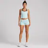 Conjunto de yoga transfronteiriço para mulheres, regata esportiva com blocos de cor, estilo duas peças falsas, conjunto casual para corrida, treino e fitness