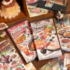Coleção de Comida para Cantos de Mesa Yuxian Livro de Adesivos de Comida Desenho à Mão Ingredientes da Culinária Ocidental e Japonesa Cenário DIY Material para Colagem de Diário