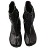 Versión de cuero de botas de nicho retro de pezuña de cerdo con punta dividida para mujer, botines de tacón grueso sin cordones con correa elástica, botas Martin de tacón alto para el trabajo