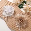 Nuevo Estilo Chino Malla Crema Encaje Cuerda de Cáñamo Seda Brillante Borde Quemado Camelia Tocado Hecho a Mano DIY Accesorios para el Cabello