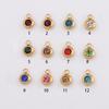 Em estoque DIY jóias acessórios 6.5mm anel duplo birthstone diamante copo pingente atacado aço inoxidável 12 meses de aniversário pedra