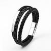 Explosiones transfronterizas directas de fábrica pulsera de cuero con hebilla magnética de aleación para hombre multicapa simple tejida joyería al por mayor