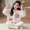 Pijama Infantil de Franela para Niñas, Otoño/Invierno, con Terciopelo Plus, Más Grueso, para Niños Mayores, Vellón de Coral, Niños Bebés, Conjunto de Ropa para el Hogar