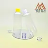 Botella PET plana y redonda de 240 ml, botella dispensadora de grado alimenticio para químicos de uso diario, botella de plástico vacía para limpieza, desinfectante y loción