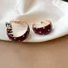 Brincos de Gota de Óleo Agulha de Prata com Bolinhas Dopamina Formato C Personalidade de Nicho Temperamento Retrô Punhos de Orelha Brilho Leve Toque de Luxo High-End