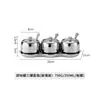 Acero Inoxidable 304 Martillado Caja de Condimentos Comercial Set de Tres Piezas con Cuchara y Bandeja de Madera Salero de Cocina Sellado Fábrica al por Mayor