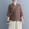 Traje Tang de Cor Sólida Feminino Hanfu Versão Melhorada Conjunto de Roupa para Cerimônia do Chá de Verão Roupas Femininas Estilo Budista Roupas de Meditação Significado Zen Novo Estilo Chinês
