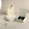 Caja de Empaque de Joyería Texturizada Reciclada de Alta Gama, Caja para Anillo y Collar, Caja de Empaque Deslizable para Pulsera de Joyería y Pulsera de Hilo, Caja de Joyería
