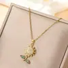 Giratório Girassol Colar Moda Feminina Luz Luxo Girassol Pingente Nicho Design Sense 18K Ouro Titânio Aço Clavícula Cadeia