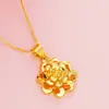 Pingente de Flor Estilo Europeu Banhado a Ouro com Desenhos Intrincados, Pingente de Flor Banhado a Ouro Multicamadas, Venda Direta do Fabricante