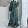 Vestido Longo Floral Manga Longa Primavera/Verão 2025 Casual Solto Gola de Botão Tamanho Grande Roupas Femininas Transfronteiriço