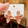 Pendientes de Cristal con Esmalte de Pétalos Estilo Coreano para Mujer Diseño de Nicho Elegantes Populares Pendientes de Aguja Plateada Pendientes Versátiles