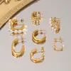 Pendientes Transfronterizos Europeos y Americanos, Pendientes Simples y de Lujo con Forma de C, Pendientes de Moda de Acero Inoxidable Chapado en Oro de 18 Quilates, Pendientes Versátiles para Mujer