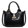 Bolsa Balde de Couro com Cera de Óleo Estilo Britânico Vintage de Nicho Nova Moda Versátil Elegante Portátil Transversal para Mulheres